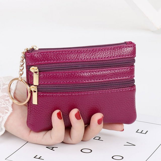 Monedero de mujer, monedero pequeño con textura de cuero, cartera multifunción para licencia de conducir, tarjetero, bolso de cuero suave, bolso con cremallera