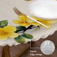 thumbnail image 6 of Round Tablecloth Watercolor Yellow Floral Elastic Edge Fitted Vintage Rustic Tropical Plastic Table Cover,Waterproof Oil Proof for Dinner,Outdoor, Picnic, 45"- 54" DIA Tables, 6 of 8