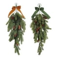 thumbnail image 6 of Eosunjian Durable Plastic Christmas Swag Christmas Teardrop Swag Artificial Norfolk Pine Branch Door Decoration with Faux Pine Cones Bow for Indoor Outdoor, 6 of 8