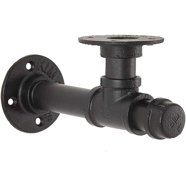 grid cool Pipe Bracket, Industrial Style Wall Shelf Bracket, Black Bracket, Decorate Kitchen, Living Room, Bedroom, Office.