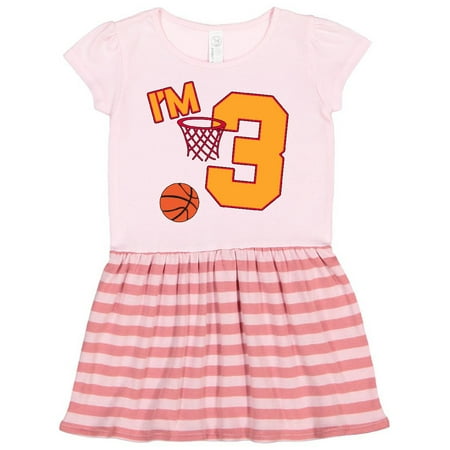 

Inktastic I m Three! third birthday basketball Gift Toddler Girl Dress