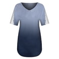 thumbnail image 4 of Pompotops Femmes Creux Imprimé Mode Manches Courtes T-Shirt à Col en V Blouse Tops, 4 of 6