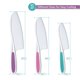 thumbnail image 2 of Juego de 3 cuchillos para niños - Agarre firme, bordes dentados y seguros - Coloridos cuchillos de cocina de nailon para niños pequeños para cortar frutas, ensaladas, pasteles y lechugas, 2 of 5