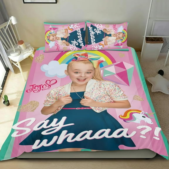 3 Piece Bedding Set For JoJo Siwa Duvet Cover Sets Comforter Cover Set Cute Super Soft For Teens Kids Bedroom Gifts,1 Duvet Cover with 2 Pillowcases Twin