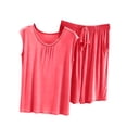 thumbnail image 3 of Bovxnpu Womens Pajamas Sets 2 Piece Short Sleeve Lounge Set Cotton Loose Crew Neck Short Sleeve Shorts Home Sleepwear, 3 of 8