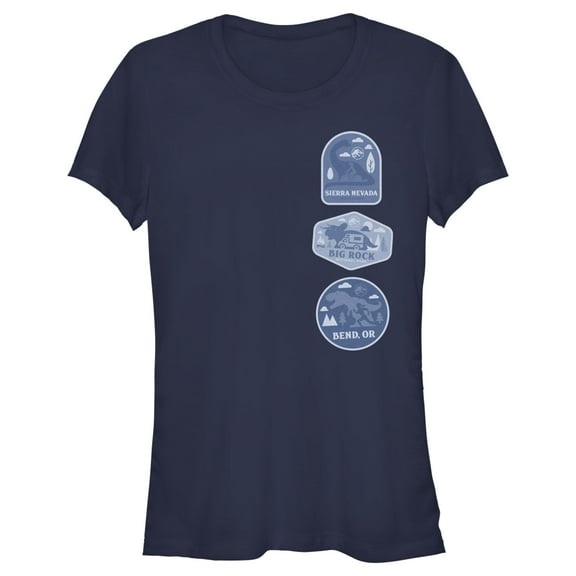 Junior's Jurassic World: Dominion Destination Travel Dinosaur Badges  Graphic Tee Navy Blue X Large
