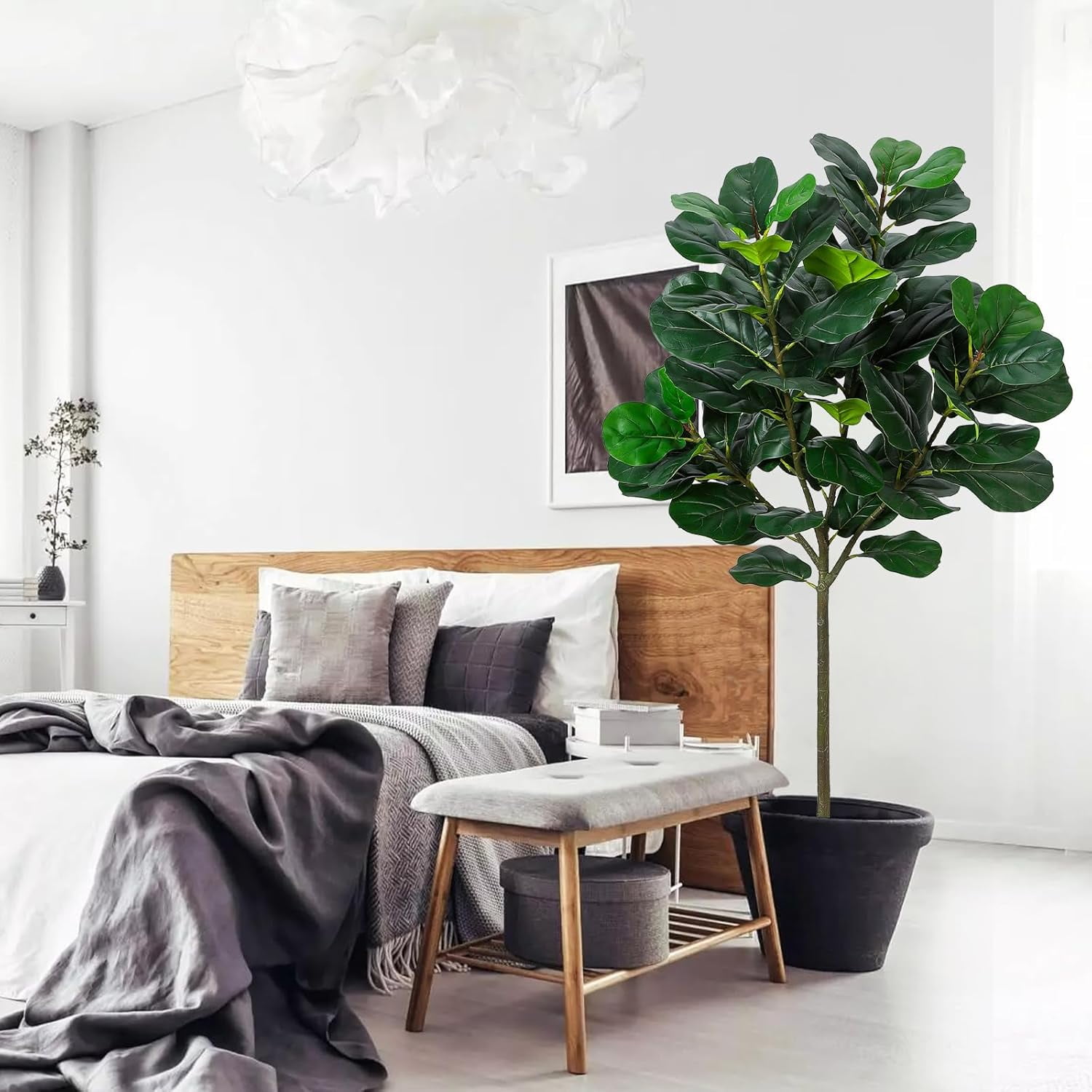 5.2 Ft Artificial Fiddle Leaf Fig Tree, Faux Ficus Lyrata Plant with 62 Fiddle Leaves,Tall Fake Plants Large Floor Plant with Pot for Indoor Living Room House Office Decor Housewarming Gift