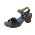 thumbnail image 2 of Viluyesy Women's Block Heels Sandals, Open Toe Floral Fashion Ankle Buckle New Style Casual Dressy Office Shoes Blue 6.5, 2 of 7