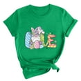 thumbnail image 2 of Midsumdr Tops for Women Trendy Fashion Crew Neck Short Sleeve Solid Color T-shirt Easter Love Letter Printed Casual Loose Fit Blouse Tops, 2 of 4