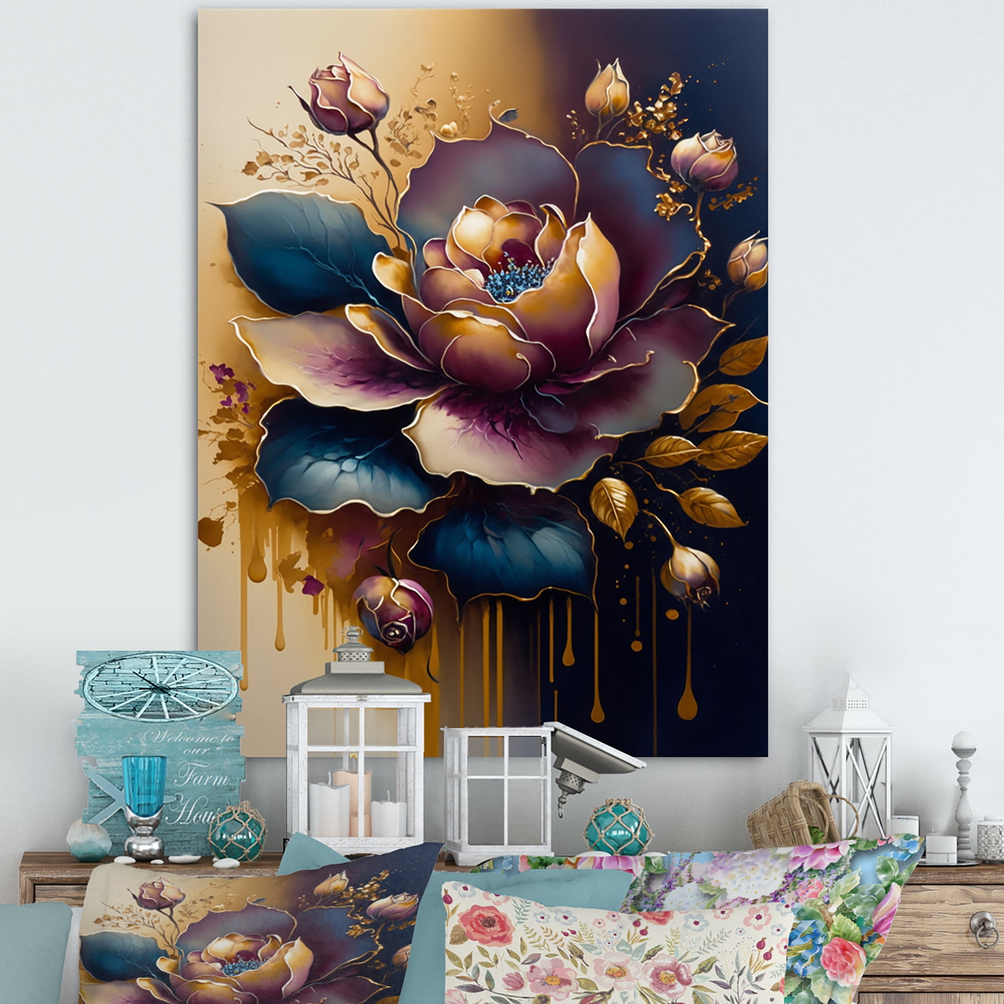 Designart Night Shade Rose Design III Canvas Wall Art