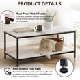 thumbnail image 4 of HomGarden 39.4" Modern Rectangle 2-Tier Coffee Table Wood Cocktail Table Home Office, Marble White, 4 of 10