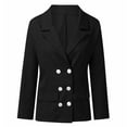 thumbnail image 4 of IROINNID Women's Blazer Jacket Long Sleeve Solid Color Peak Lapel Outwear, Comfy Turn-Down Collar Pockets Leather Jacket, 4 of 5