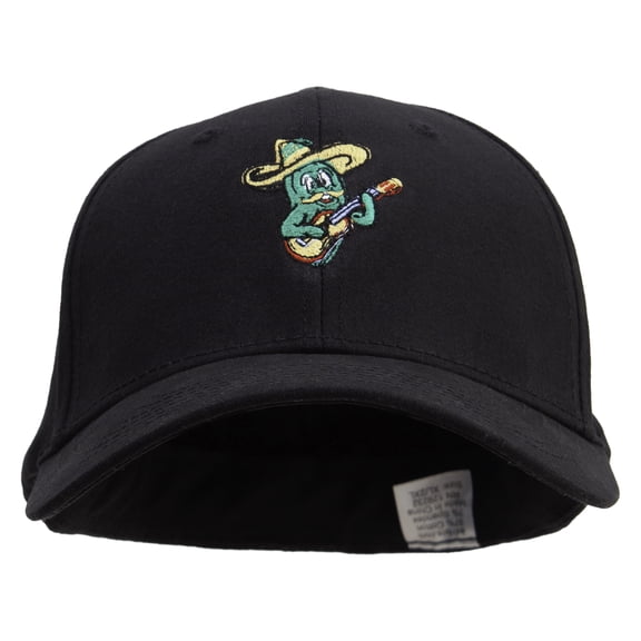 Mexcian Cinco De Mayo Embroidered Big Size Stretchable Deluxe Fitted Cap - Black XL-2XL