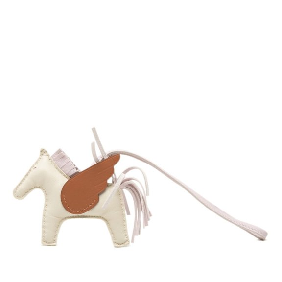 Pre-Owned Hermes Rodeo PM Pegasus Charm Accessory Bag Ivory Pink Brown Agneau Milo Women's...
