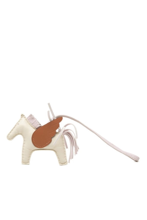 Pre-Owned Hermes Rodeo PM Pegasus Charm Accessory Bag Ivory Pink Brown Agneau Milo Women's...