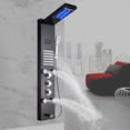 thumbnail image 1 of Shower Panel Tower System Stainless Steel  LED Shower Head 5-Function with Rainfall Waterfall Shower Head Massage Jets Hand Shower and Tub Spout Multi-function Shower System Black, 1 of 4
