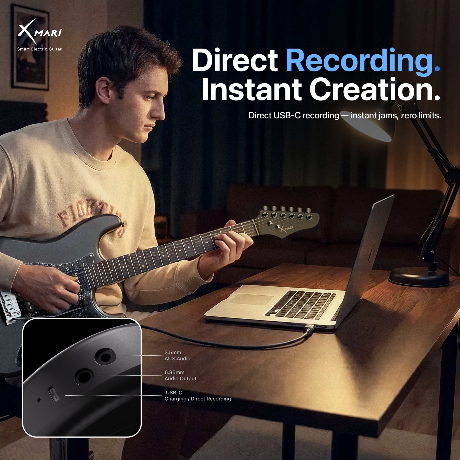 Enya Music Electric Guitar XMARI S-Style Smart Built-In DSP Effects Carbon Fiber Body