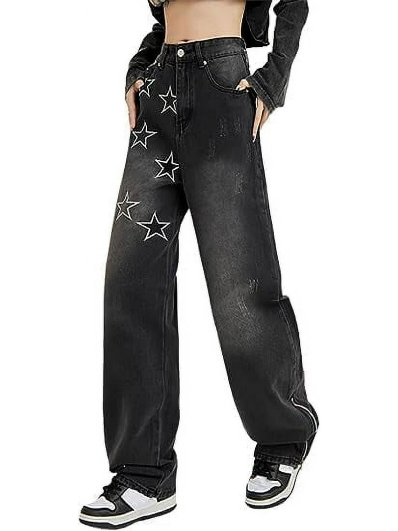 y2k grunge archive damage crash denim 希少 Grunge Baggy Jeans Y2K Emo Alt Cargo Pant Star Patchwork