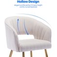 thumbnail image 5 of KCC Modern Velvet Desk Chair Accent Armchair Upholstered Tufted Chairs Dining Chairs, Tufted Vanity Chair Side Chairs with Gold Metal Legs for Dining Room Living Room Restaurant,1 PC &Cream, 5 of 8