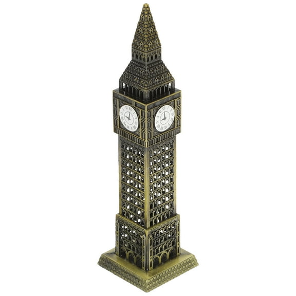 NICEXMAS Golden Metal Architecture Model Large Eng Building Sculpture for Home Decor