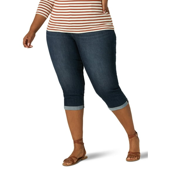 Lee Women's Plus Size Flex Motion Regular Fit Roll Cuff Capri