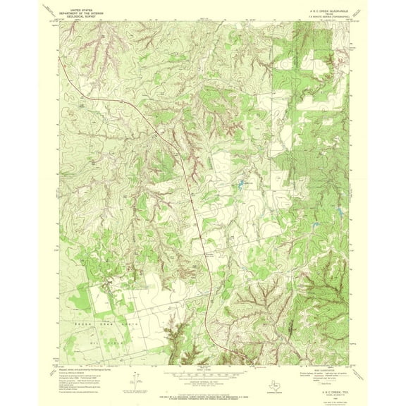 Topographical Map - A B C Creek Texas Quad - USGS 1969 - 23 x 28.36 - Vintage Wall Art