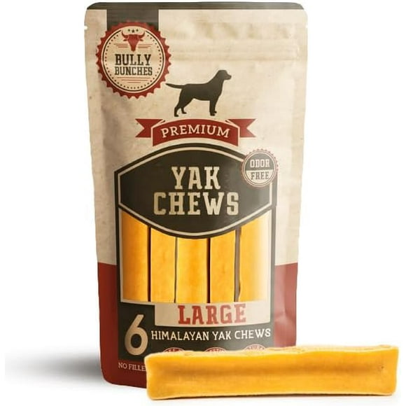ERDS-Large Authentic Yak Cheese Himalayan Chews for Large Dogs & Heavy Chewers - All Natural Dog Treat Dental Chews, Made with Real Yak Milk - Lactose & Rawhide Free (6 Pk)