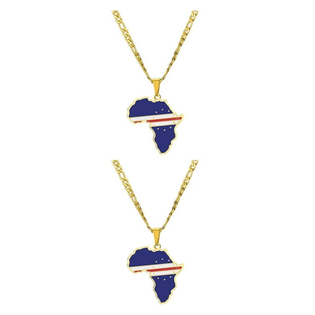 Maytalsory Africa Map Pendant Necklace Minimalist Gift For Map Lovers Necklaces Gifts Statement Piece Cape Verde 2Set