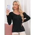 thumbnail image 2 of DARING DIVA Long Sleeves Pullover Solid Round Neck Pajama Tops S Black, 2 of 5