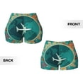 thumbnail image 3 of Sigee Around The Planet Print Women's High Waist Workout Shorts - Squat Proof, Tummy Control, Yoga and Gym Activewear-Medium, 3 of 9