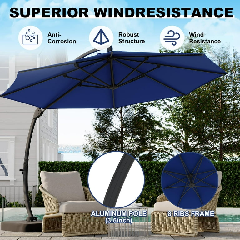 11 inch patio umbrella GRAND 11FT Cantilever Patio with Base with excellent strength and corrosion resistance Everite 11 ft Offset Cantilever