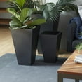 thumbnail image 3 of DecMode 17", 21", 25"H Light Weight Minimalistic Dark Gray Metal Geometric Planter with Tapered Base (3 Count), 3 of 12