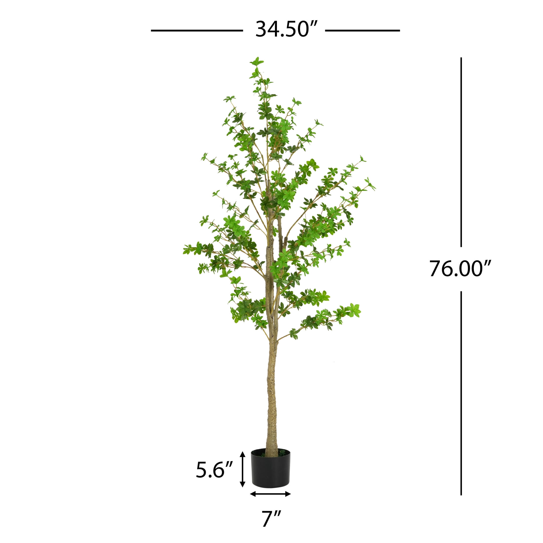 Christopher Knight Home 76" Enkianthus Tree in Black Plastic Pot, Pre-Potted Faux Greenery Tree for Home Decor