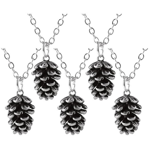 Collares de herbario de cono de pino de moda de decoraciones navideñas de 5 piezas