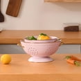 thumbnail image 7 of Metal Colander Set of 2, Strainer Basket with Handles 3.5 & 5 Qt Powder Coated Self-draining Solid Ring Base Metal Large Kitchen Colander Bowel for Pasta Vegetable Fruit (PINK), 7 of 7