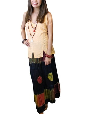 Mogul Women's Rayon Maxi Skirt Tie Dye Lace Work Boho Hippie Long Skirts
