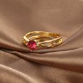thumbnail image 2 of Red Zircon Ring Geometric Copper Electroplated Fashion Jewelry for Women Dainty Elegant Ring For Everyday Wear, 2 of 5