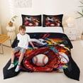 thumbnail image 2 of Erosebridal Baseball Gaming Full Size Comforter Sets 3 Pieces for Boys Girls,Kids Teens Sport Theme Graffiti Splash Bedding Sets,Black Reversible,Lightweight Room Decor, 2 of 6
