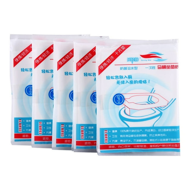 Almohadilla de 100% impermeable, fondos para asiento de inodoro de viaje, pulpa de original, antibacterias, uso para mujeres embarazadas, 50 UDS.