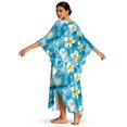 thumbnail image 2 of Xixirimido Blue Sea Starfish Floral Print Kaftan Dresses for Women Plus Size V-Neck Moo Moos Batwing Sleeve Caftan Beach Dress Bathing Suit Cover-Up Loungewear, 2 of 7