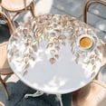 thumbnail image 2 of Eucalyptus Leaves Round Tablecloth, Fitted Table Cover with Elastic for 55"-60" Round Tables, Khaki Summer Botanical Weeping Table Cloth Outdoor Indoor Dinning Party Waterproof Tablecloths, 2 of 7