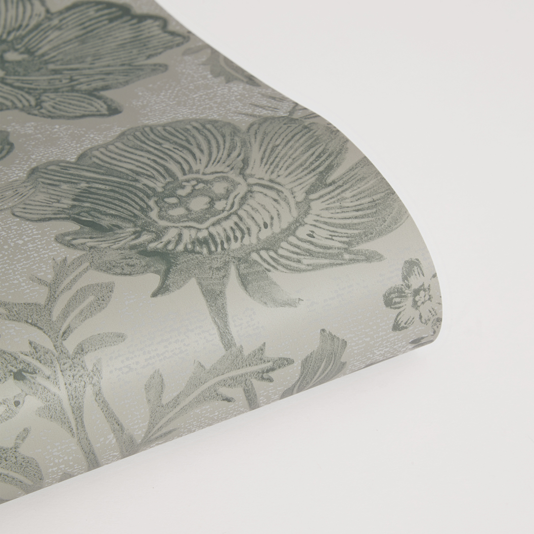 Tempaper x Pure Salt Textured Moss Green Poppies Removable Peel and Stick Floral Wallpaper, 20.5 in X 16.5 ft