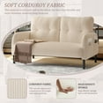 thumbnail image 3 of Sofa for Living Room, Corduroy Sofa, Double Seater Sofa with Side Pockets and Ergonomic Support, High Density Foam, Modern Monochrome Design, Beige Corduroy Fabric, 3 of 9