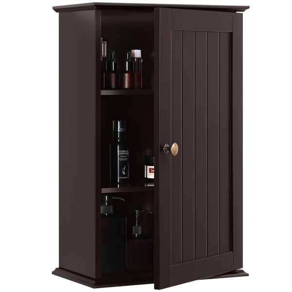 Yaheetech 3 Tier Wall Mounted Cabinet Storage Bathroom Louver Door Cabinet Espresso Walmart Com Walmart Com