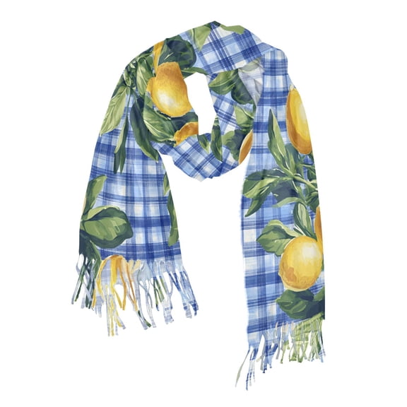 FORMRS Womens Scarf Winter Soft Long Big Warm Shawls Wrap Tassel Scarves, Green Lemon Plaid