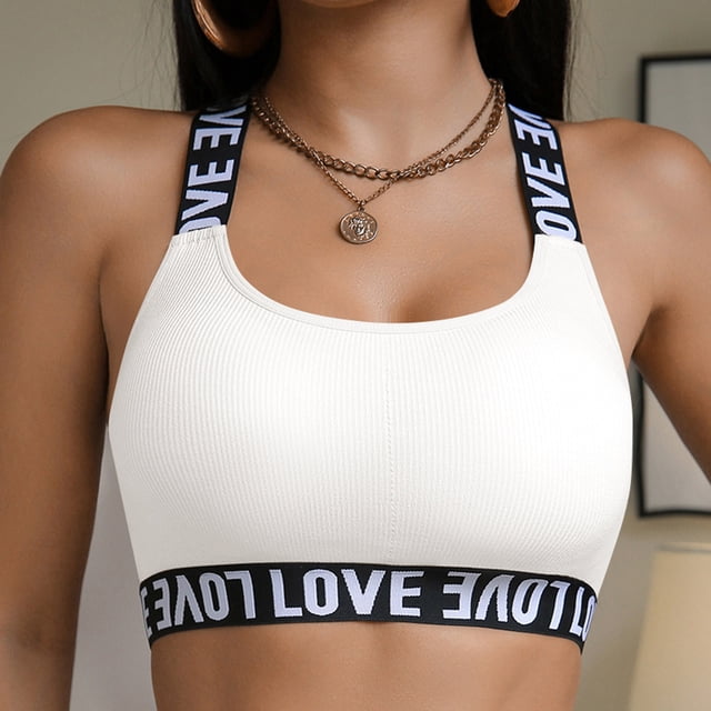 Stretch Letter Band Back Bralette for Daily Wear Comfortable Support Seamless Soft Wireless Everyday Choice Versatile Strap Design for Home and Casual