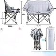 thumbnail image 2 of Oversized Outdoor Double Camping Chair with Strap, Heavy Duty Padded Portable Folding Loveseat for Adults, 2 Person Camping Couch with Cup Holders, Glass Holders, Back Storage Bag, Gray, 2 of 8