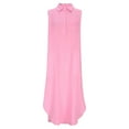 thumbnail image 5 of Vacation Dresses for Women Button Up Collared Shirt Dress with Pocket Solid Color Sleeveless Maxi Dress Summer Beach Split Dresses, 5 of 9