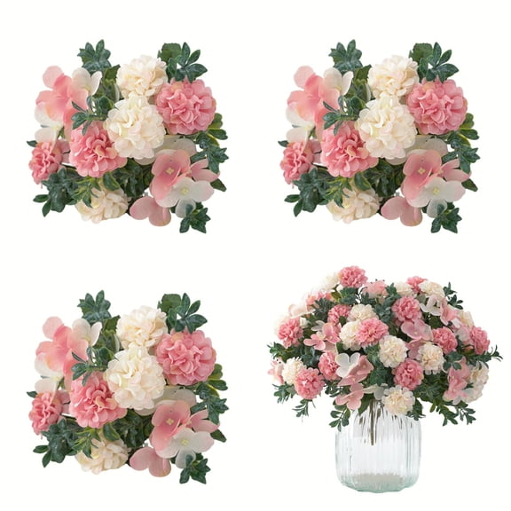 Light Pink Hydrangea Bouquet, Wedding Home Decor, Artificial Flower, Light Pink Artificial Hydrangea Bouquet, 16 Realistic Flower Heads for Home Wedding Decor, by Elapind