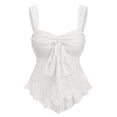 thumbnail image 4 of Arlun Women's Cute Sweet Neck Crop Tank Tops Sleeveless Tie Front Lace Peplum Wide Straps Cami Summer Stylish Pure Color Ruffle Hem Going out Camisole Top for Daily Wear White XL, 4 of 4